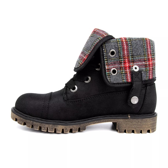 Serra Shoes - Serra Tartan Plaid & Black Chunky Boots Women's Sz 8 Grunge Indie 90s Casual